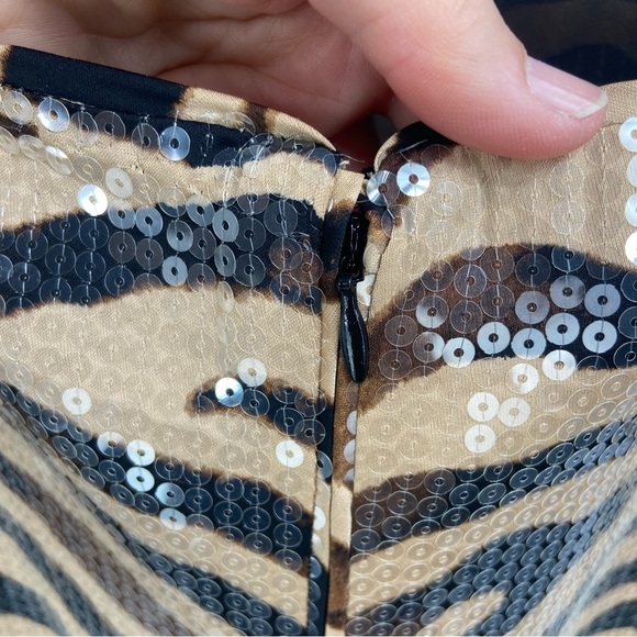 J.Crew Gwyneth Sequin Slip Dress in Sandy Zebra Stripe Size 16 NWT - Picture 6 of 11